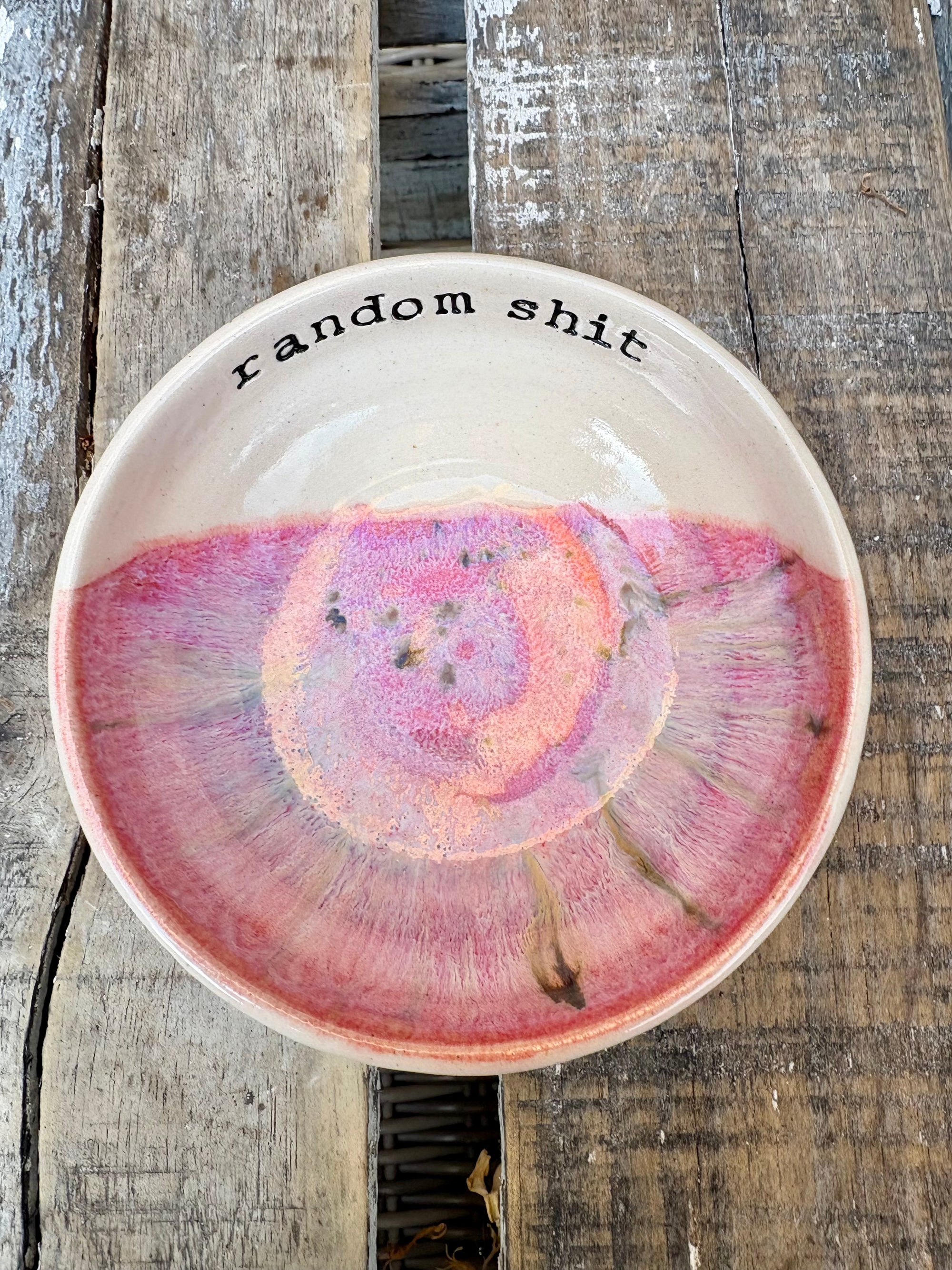 "random shit" trinket dish (pink)