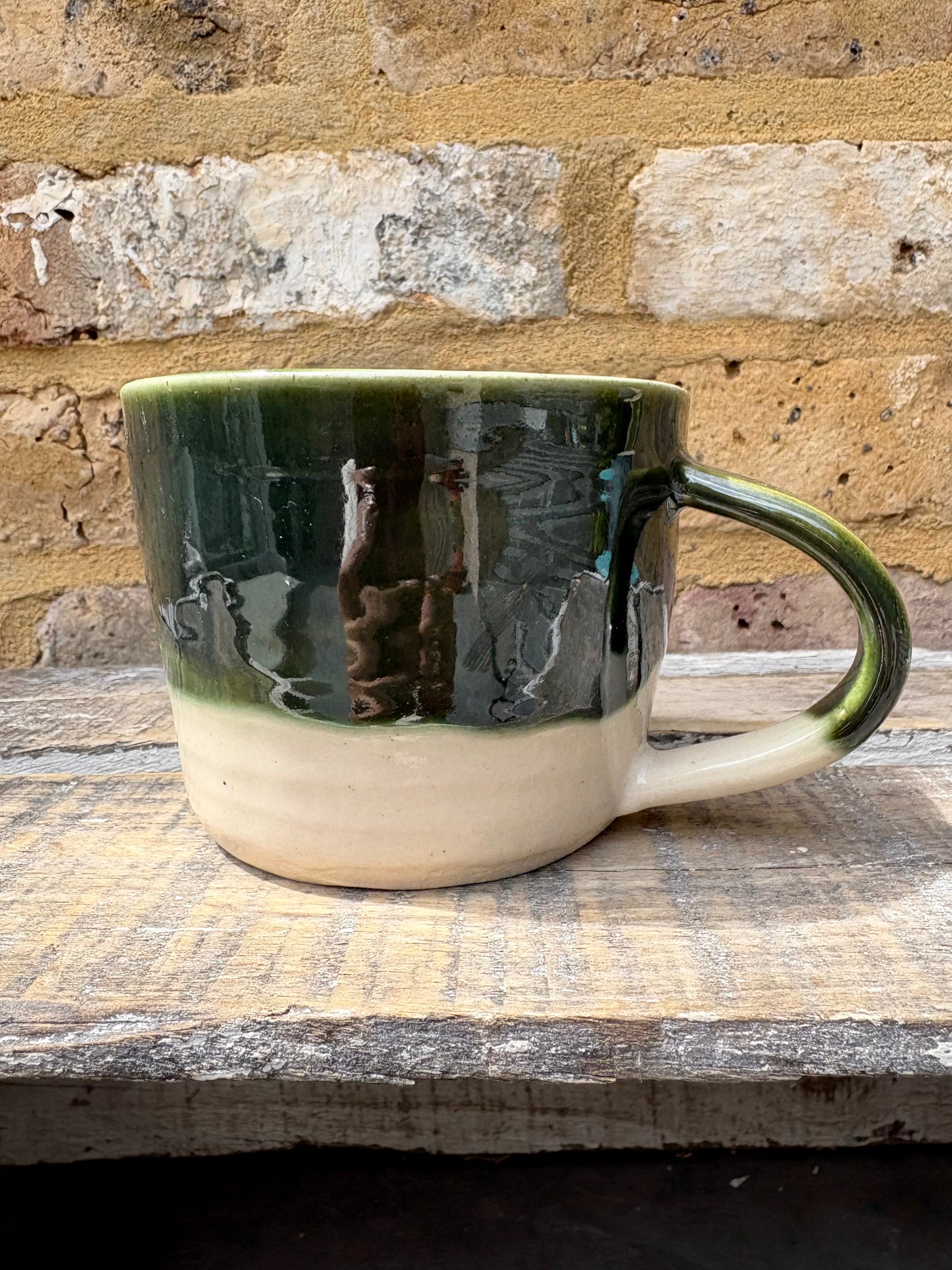 "menopausal and fresh out of fucks" mug (green)