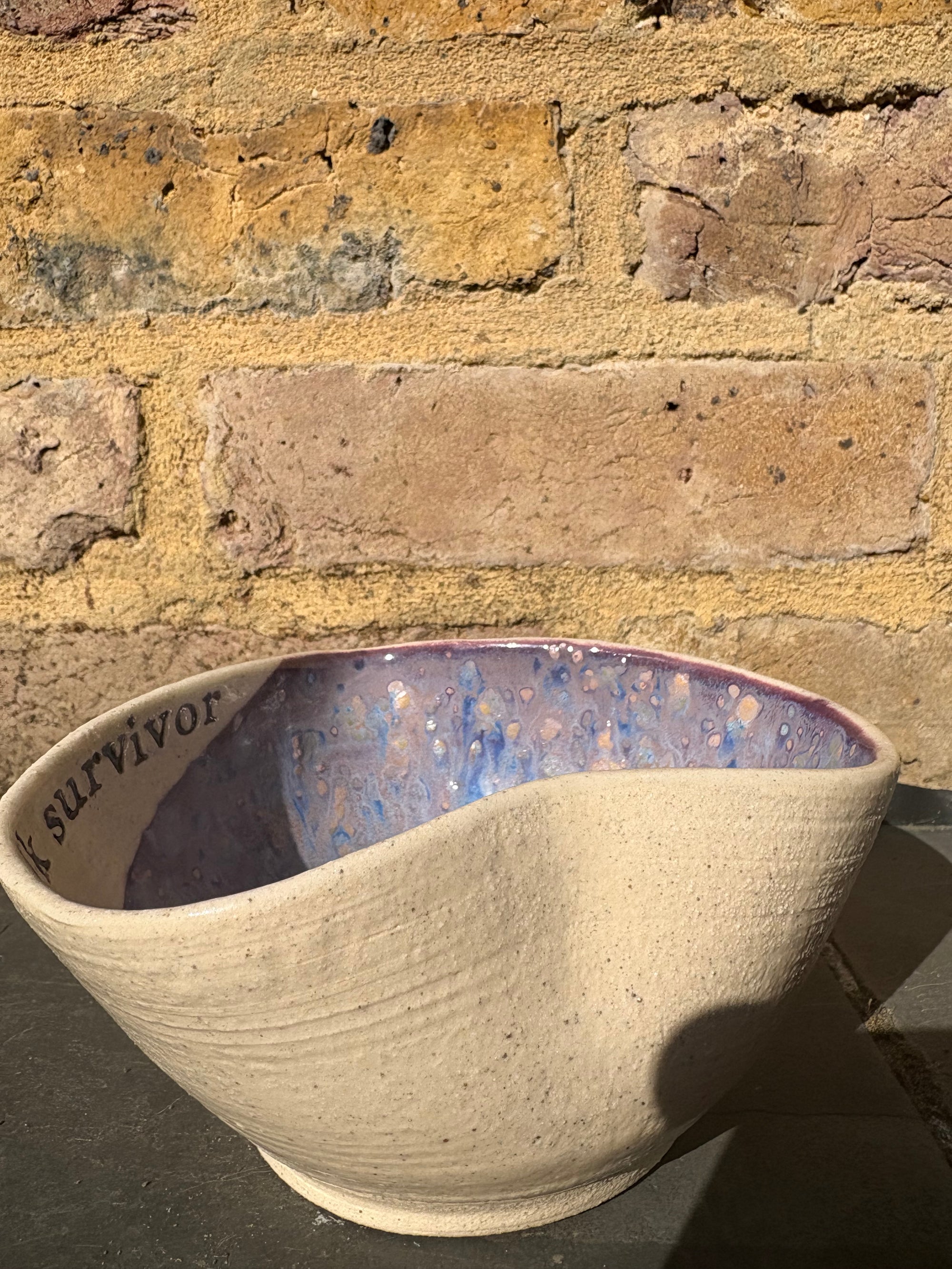 "small talk survivor" bowl (purple)