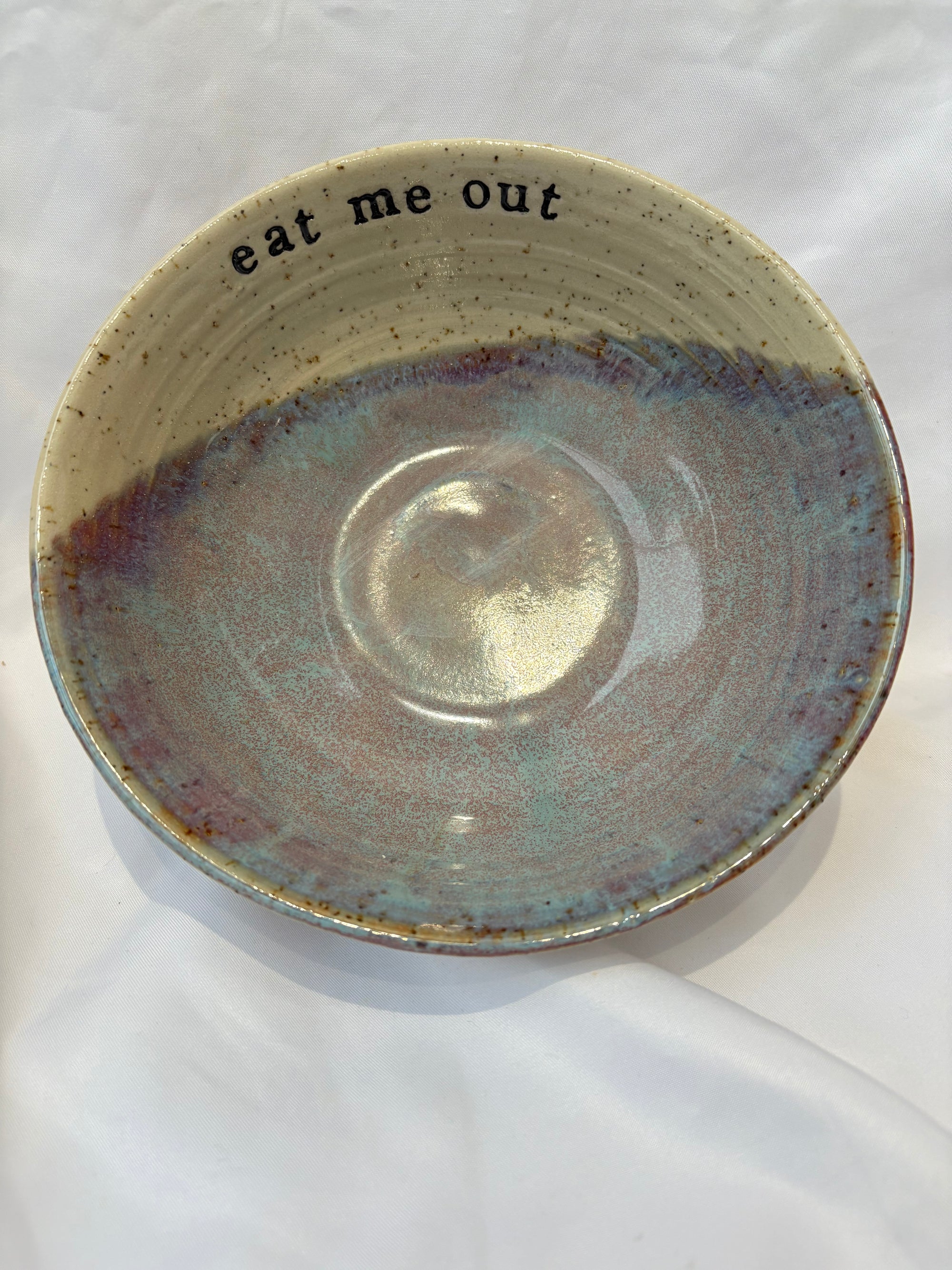 “eat me out" snack bowl (light blue sky)