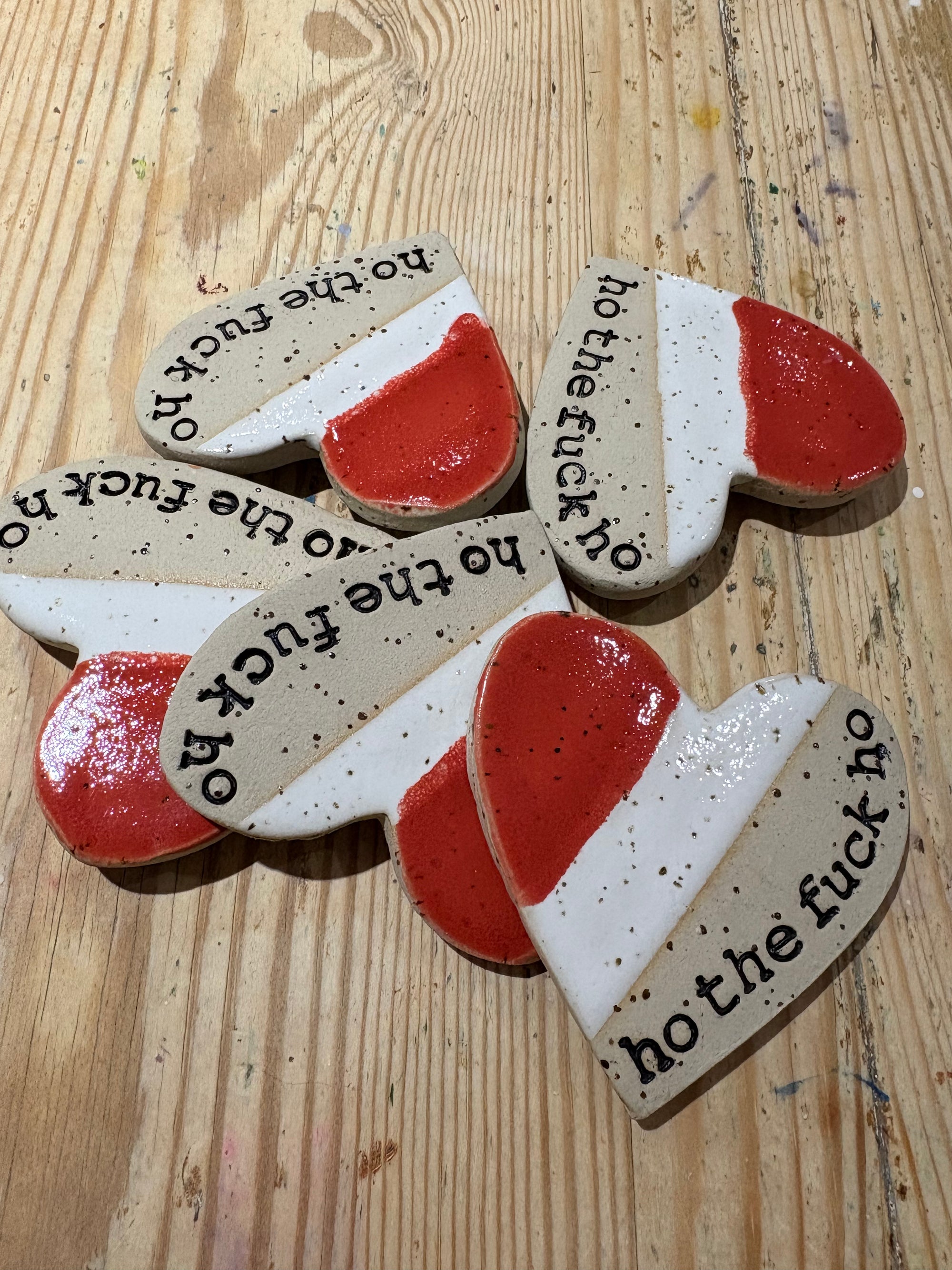 “ho the fuck ho” magnet (red and white, large)