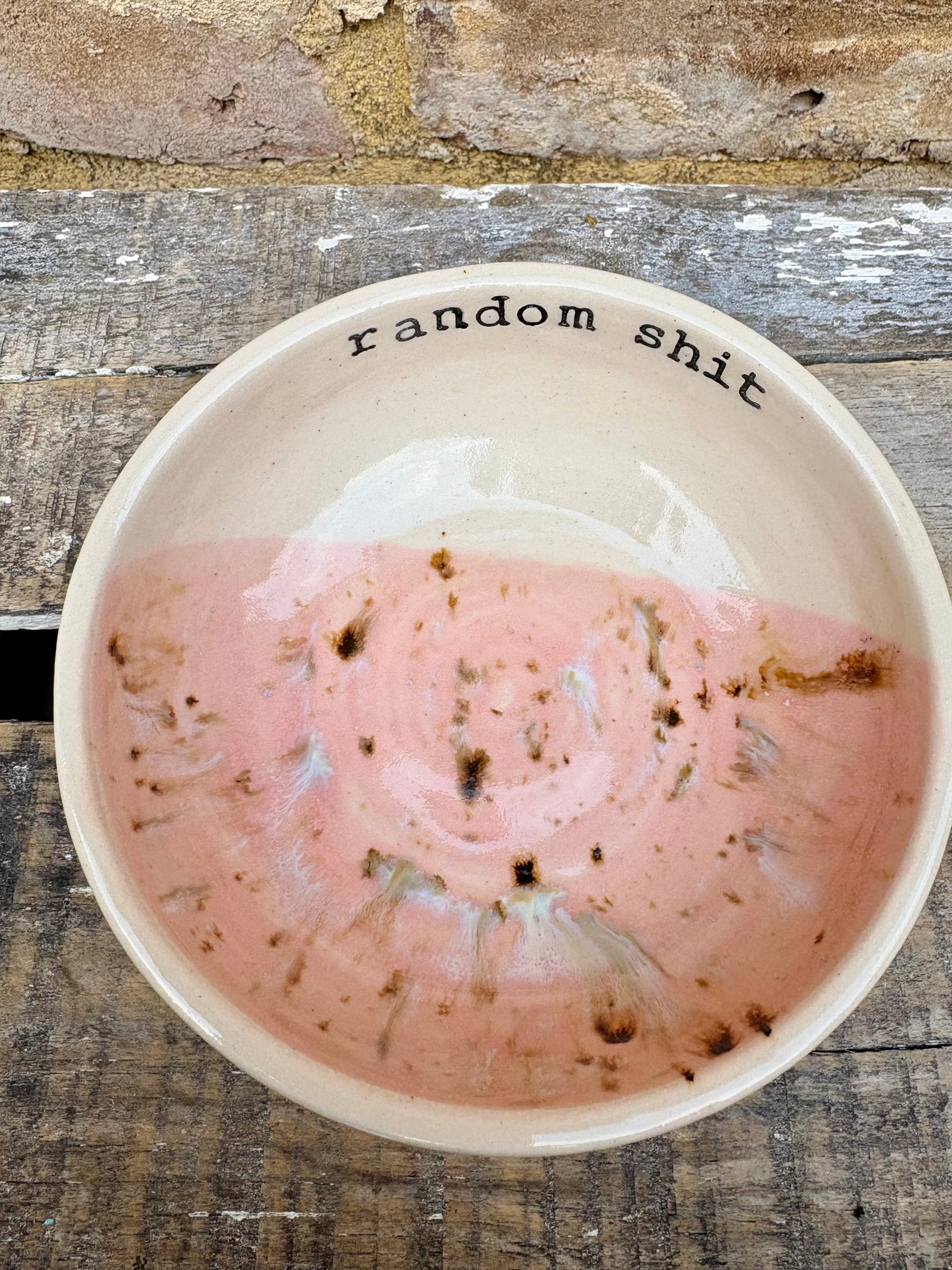 "random shit" trinket dish (pink speckle)