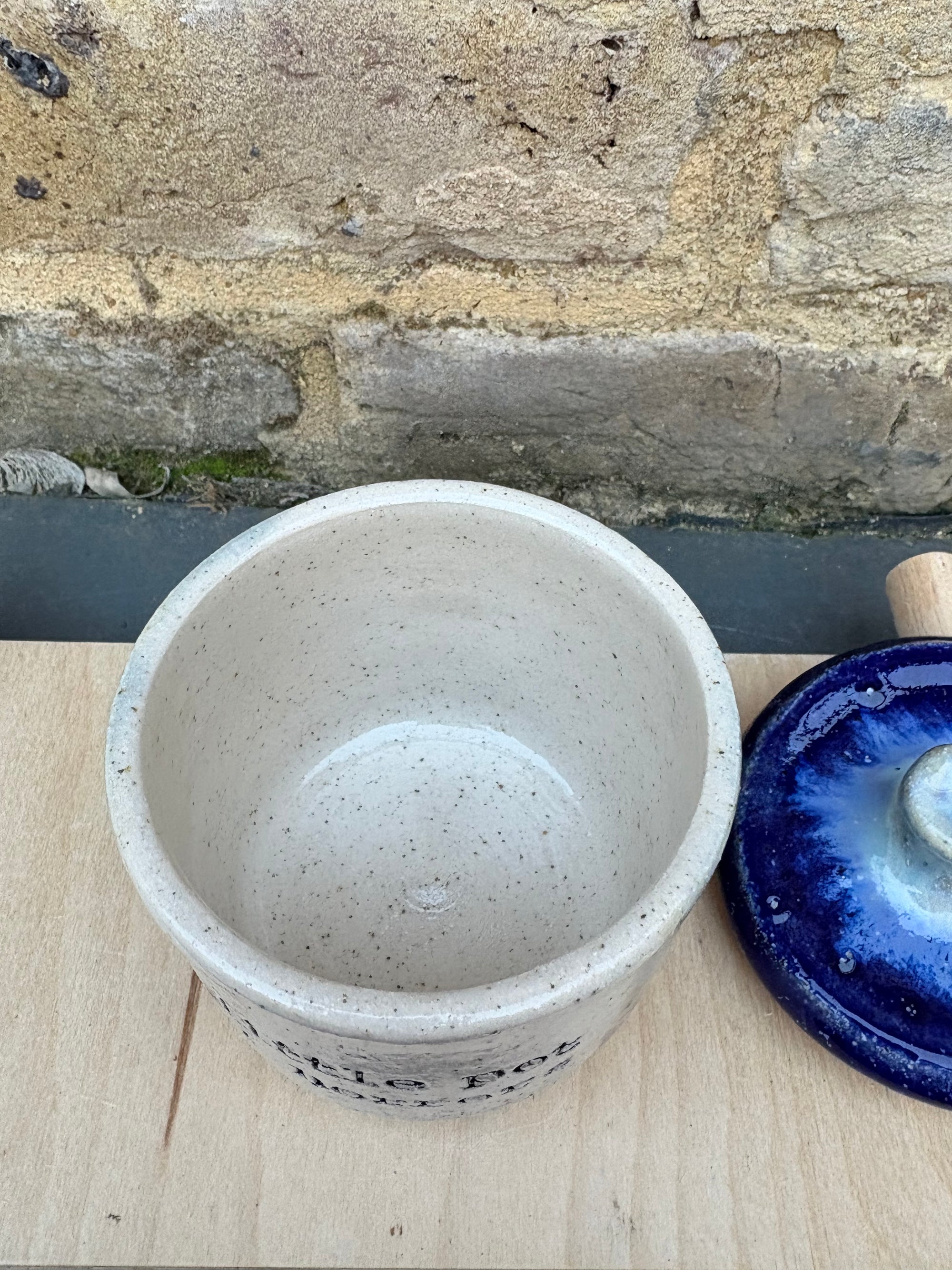 “little pot of horrors" lidded pot (blue night sky)