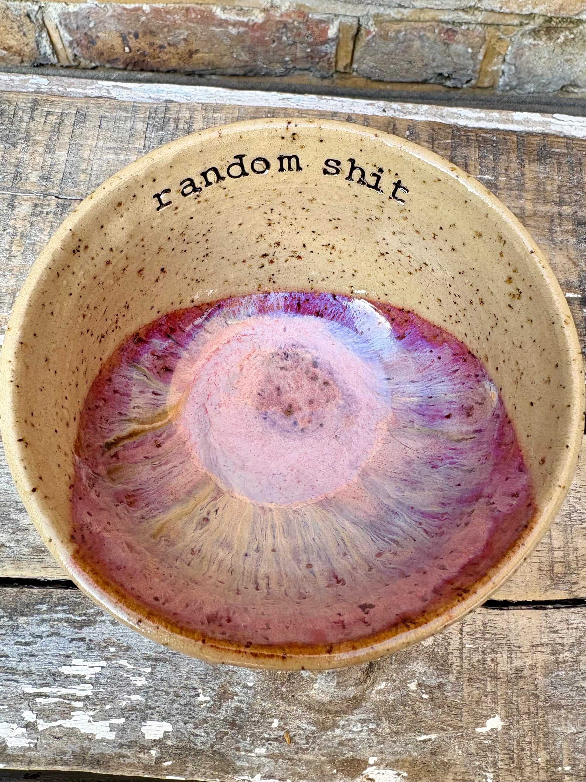 "random shit" trinket dish (pink, flecked)