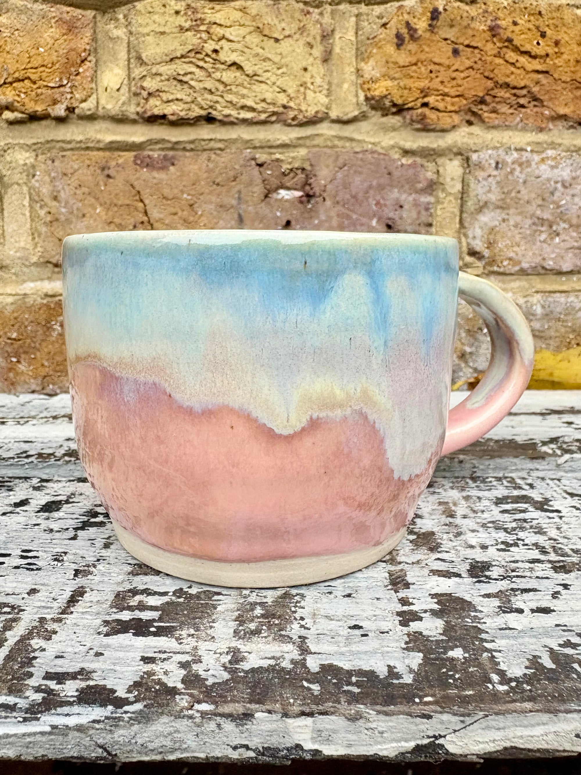 Small Talk Survivor mug (pinks and blue)