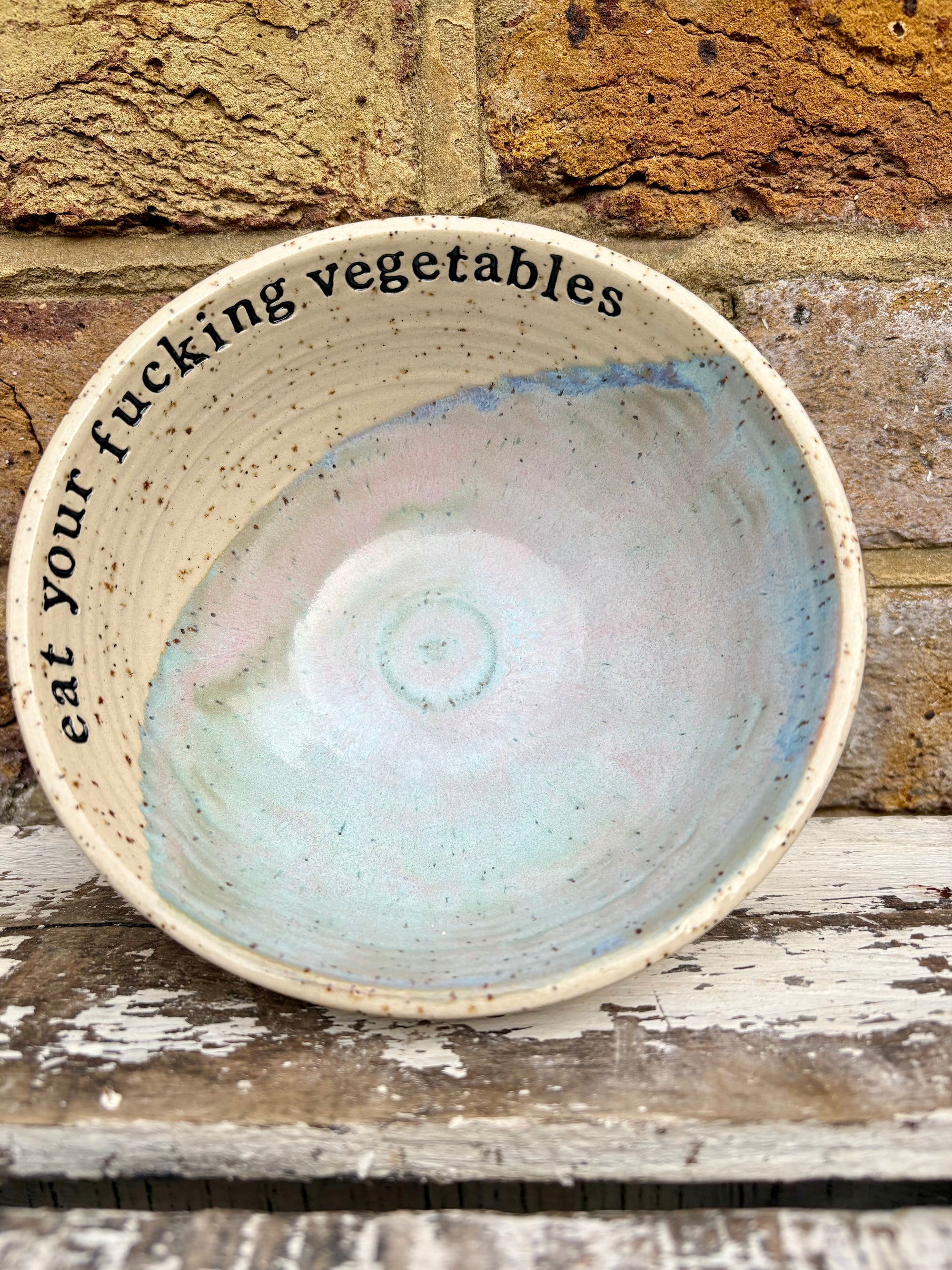 “eat your fucking vegetables" serving dish