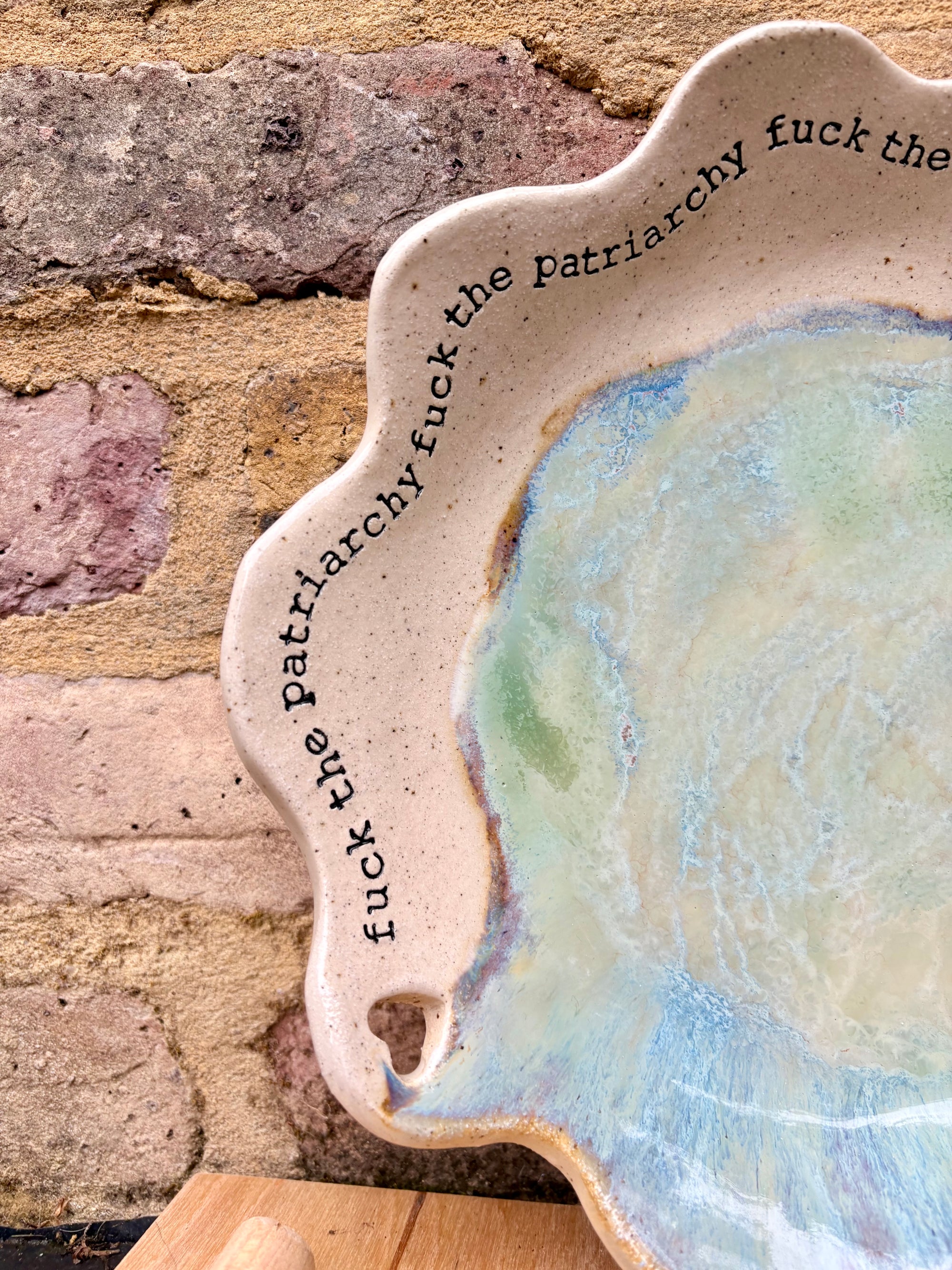 “fuck the patriarchy" large fruit bowl/dish