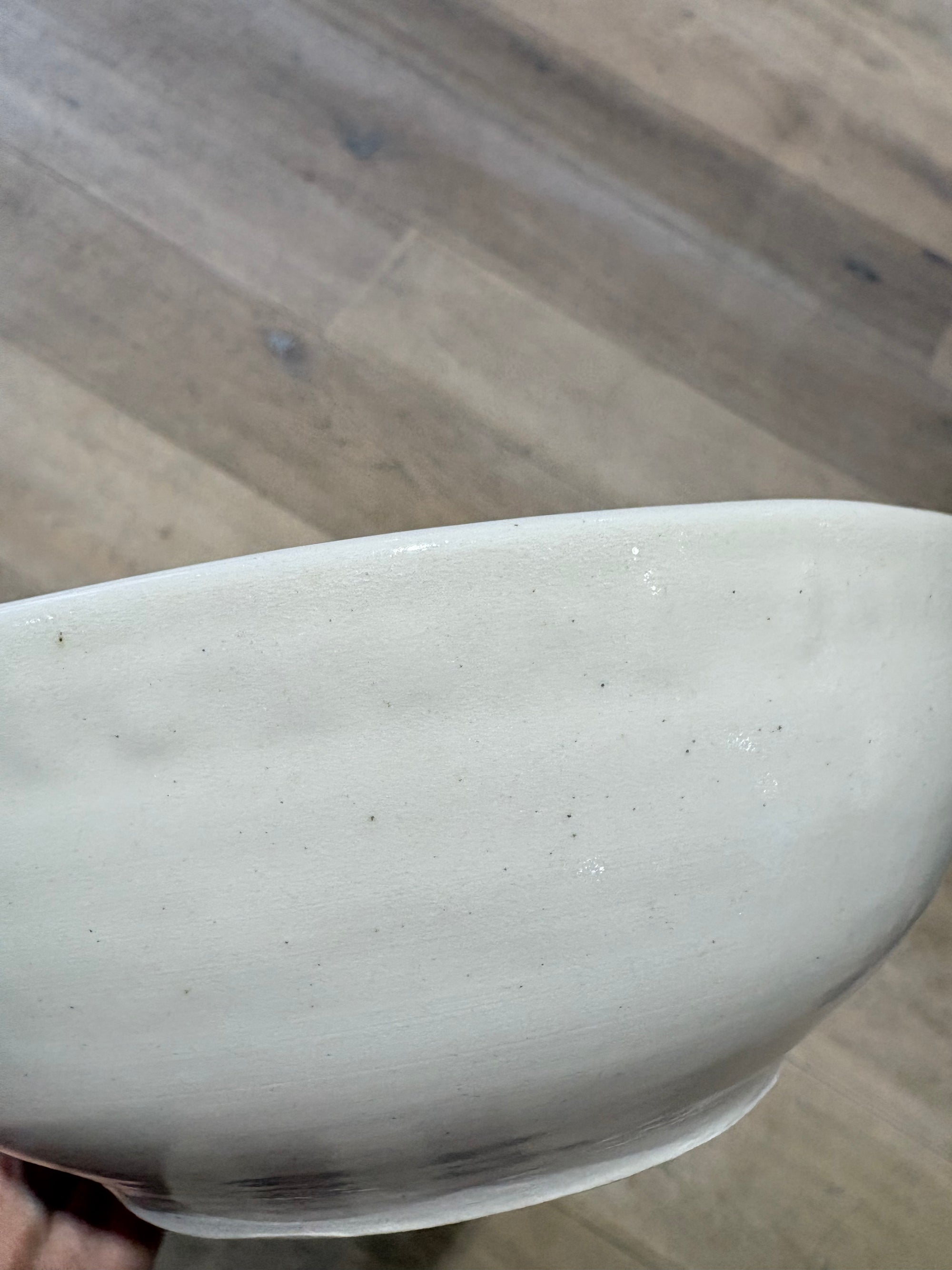 “eat, drink and fuck off by 9pm"  deep round salad/pasta bowl (lilac/pink, cream clay)